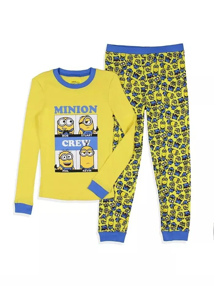 Пижамный комплект для сна Big Boys Minions Crew Bob Stuart Phil Kevin Despicable Me — желтый