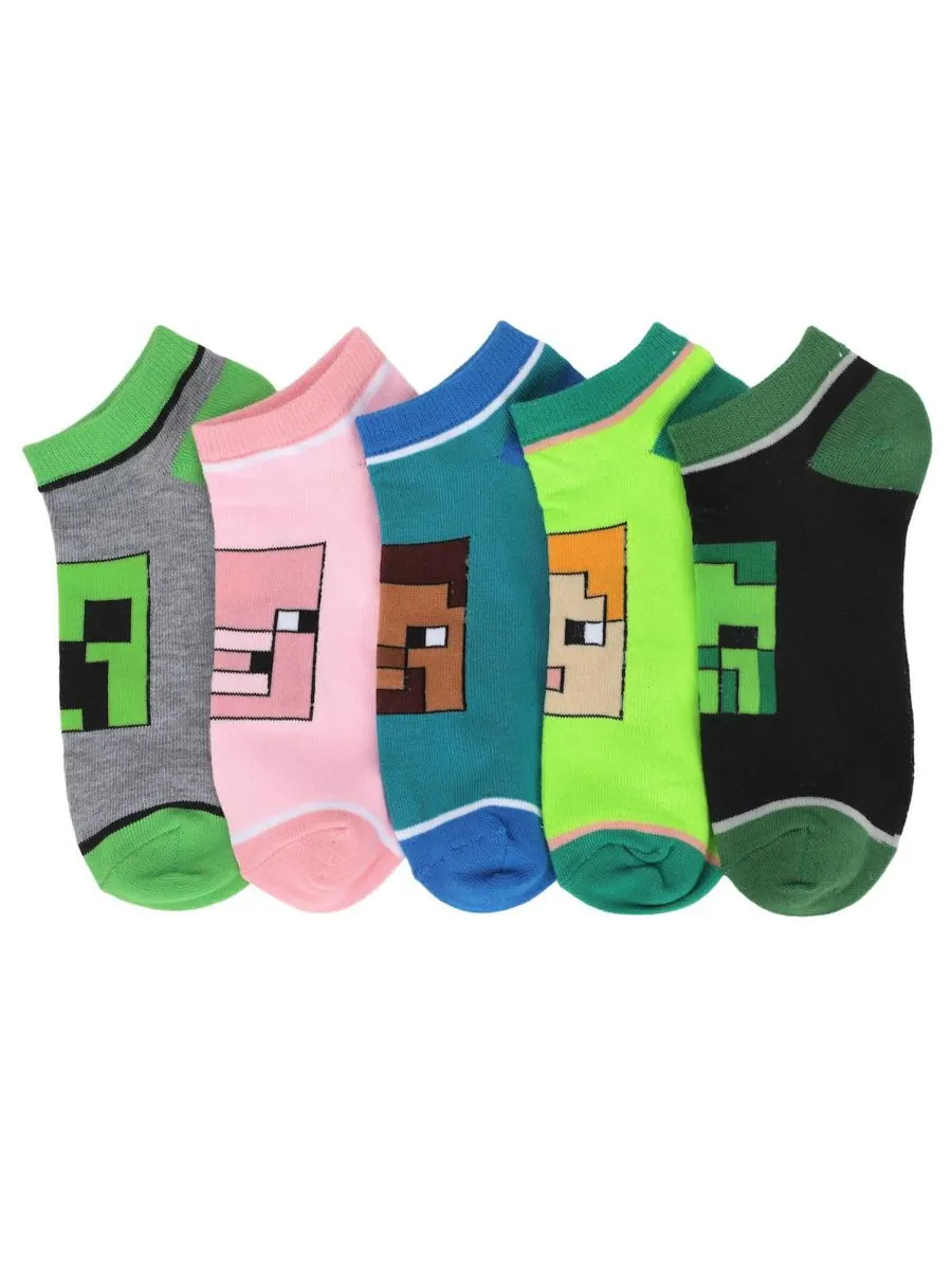 Женские носки до щиколотки с изображением персонажей (5 пар) Minecraft