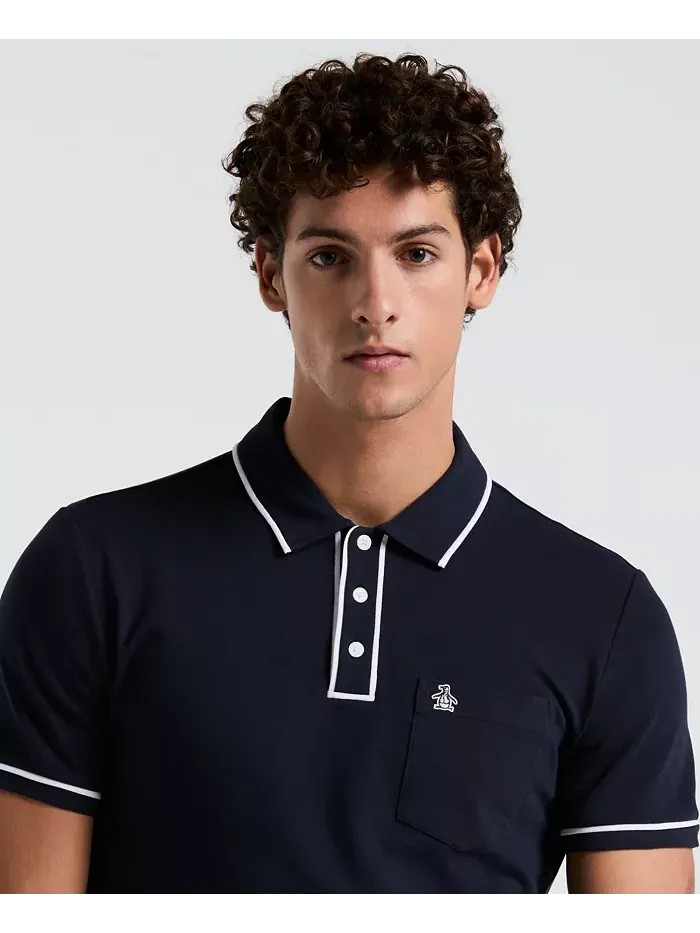 Мужская поло Earl Pique Original Penguin — изображение 3 из 4, сапфировый