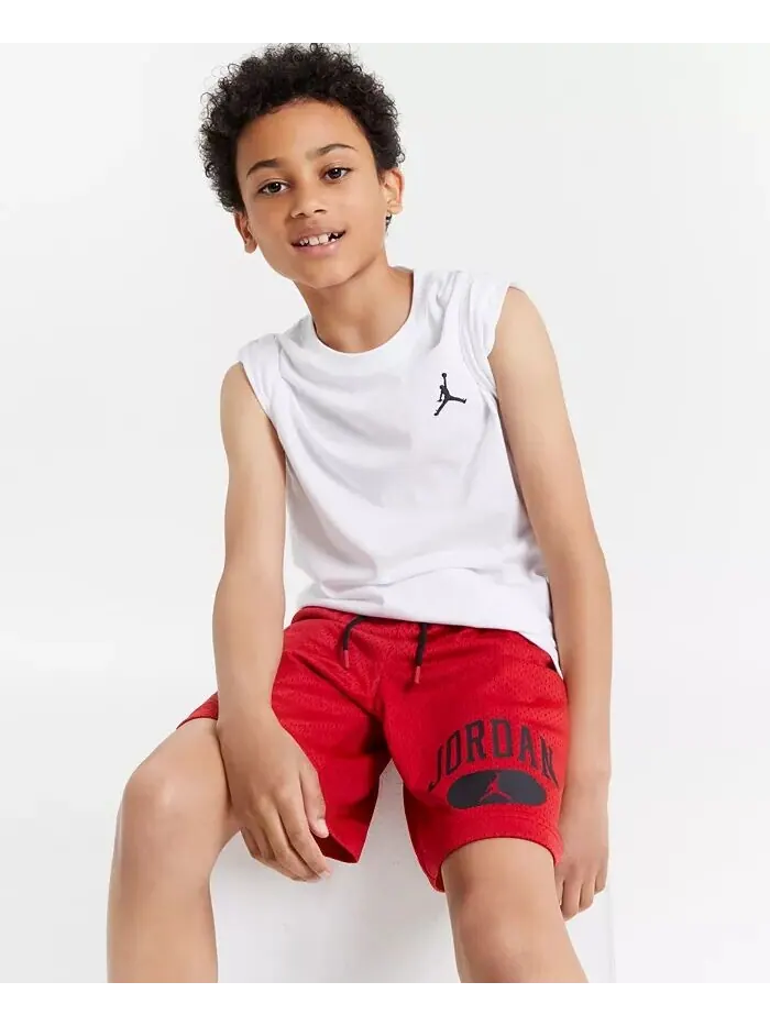 Футболка с вышивкой Big Boys Jumpman Air и шорты с сетчатым логотипом Jordan — изображение 2 из 4, белый