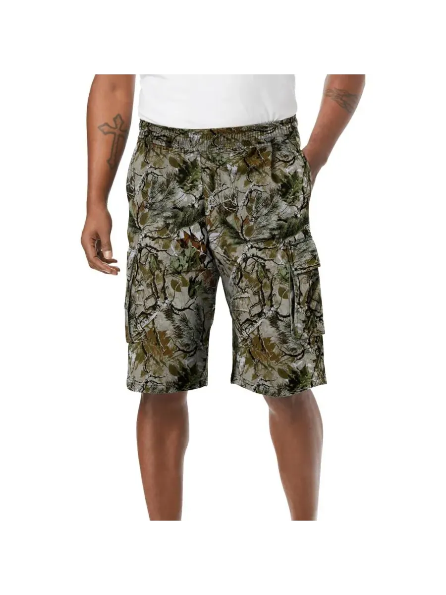 Большие и высокие флисовые шорты-карго 10 дюймов KingSize, Woods Camo