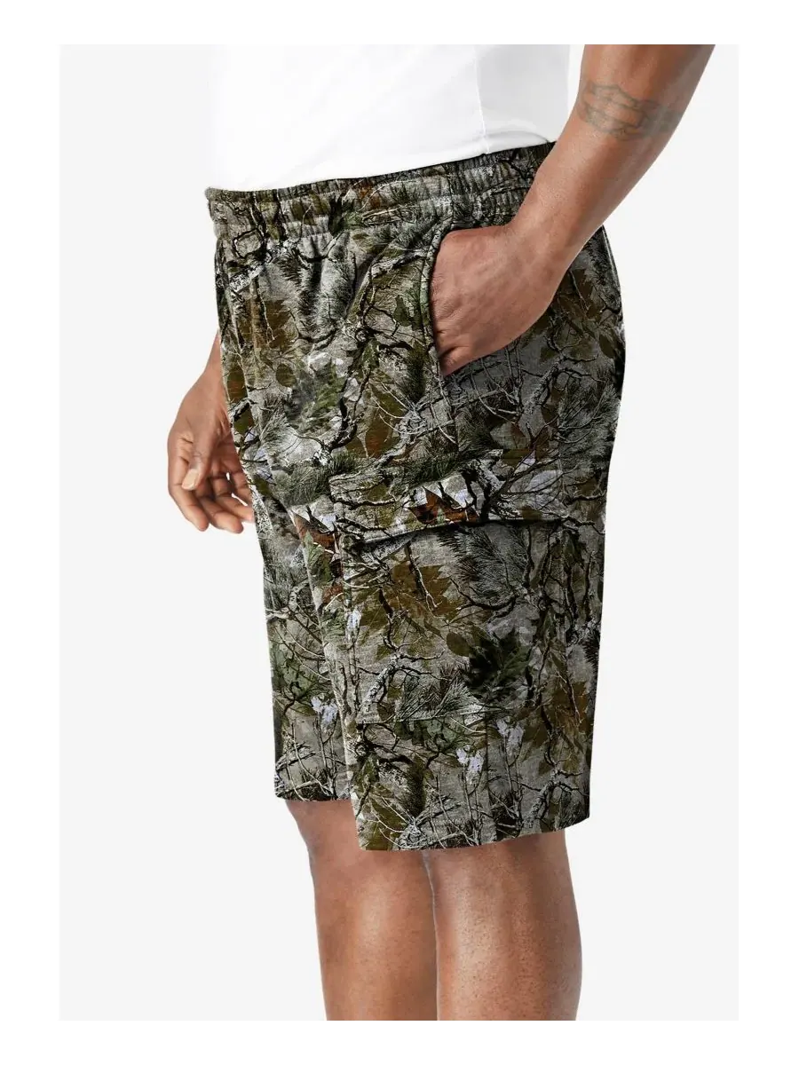 Большие и высокие флисовые шорты-карго 10 дюймов KingSize, Woods Camo — изображение 3 из 3