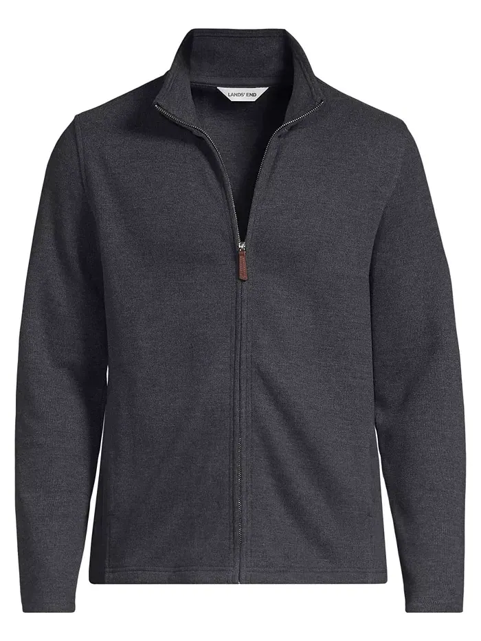 Мужской кардиган Bedford Rib на молнии Lands' End — изображение 3 из 3, черный