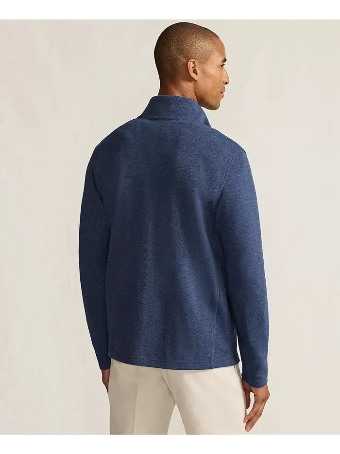 Мужской кардиган Bedford Rib на молнии Lands' End — изображение 2 из 4, синий
