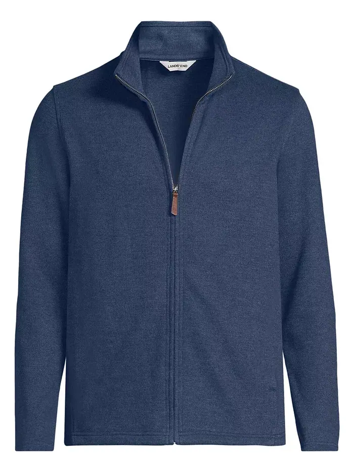 Мужской кардиган Bedford Rib на молнии Lands' End — изображение 3 из 4, синий