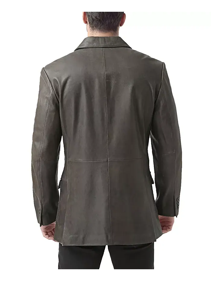 Мужской пиджак Mark Three-Button из состаренной кожи Bgsd — изображение 3 из 3, коричневый