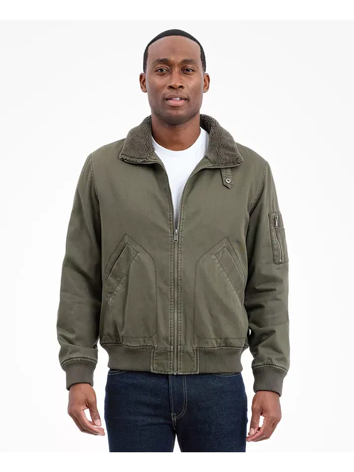 Мужская куртка-бомбер с воротником из шерпы Lucky Brand — изображение 2 из 7, зеленый