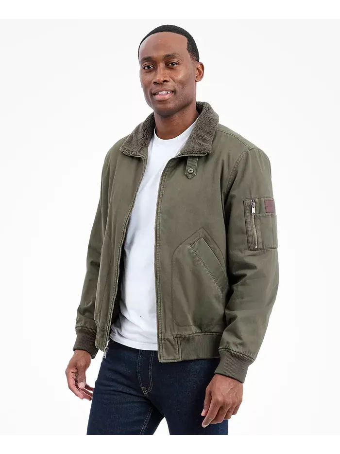Мужская куртка-бомбер с воротником из шерпы Lucky Brand — изображение 3 из 7, зеленый
