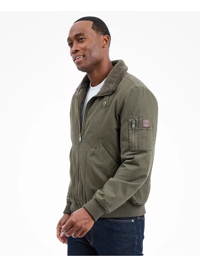 Мужская куртка-бомбер с воротником из шерпы Lucky Brand — изображение 4 из 7, зеленый