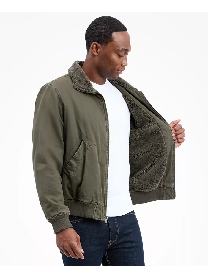 Мужская куртка-бомбер с воротником из шерпы Lucky Brand — изображение 6 из 7, зеленый
