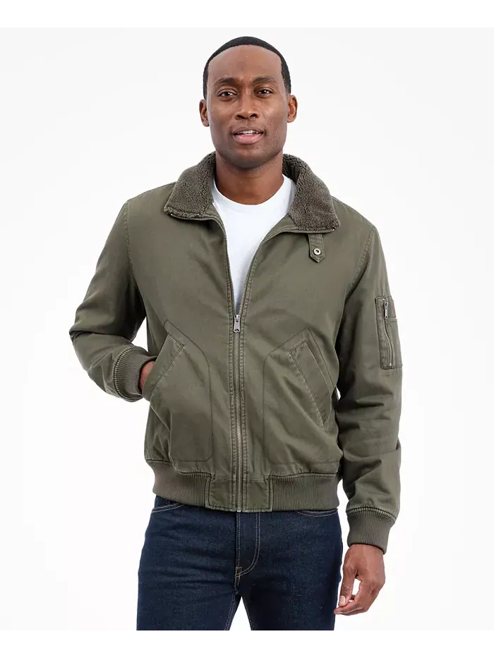 Мужская куртка-бомбер с воротником из шерпы Lucky Brand — изображение 7 из 7, зеленый