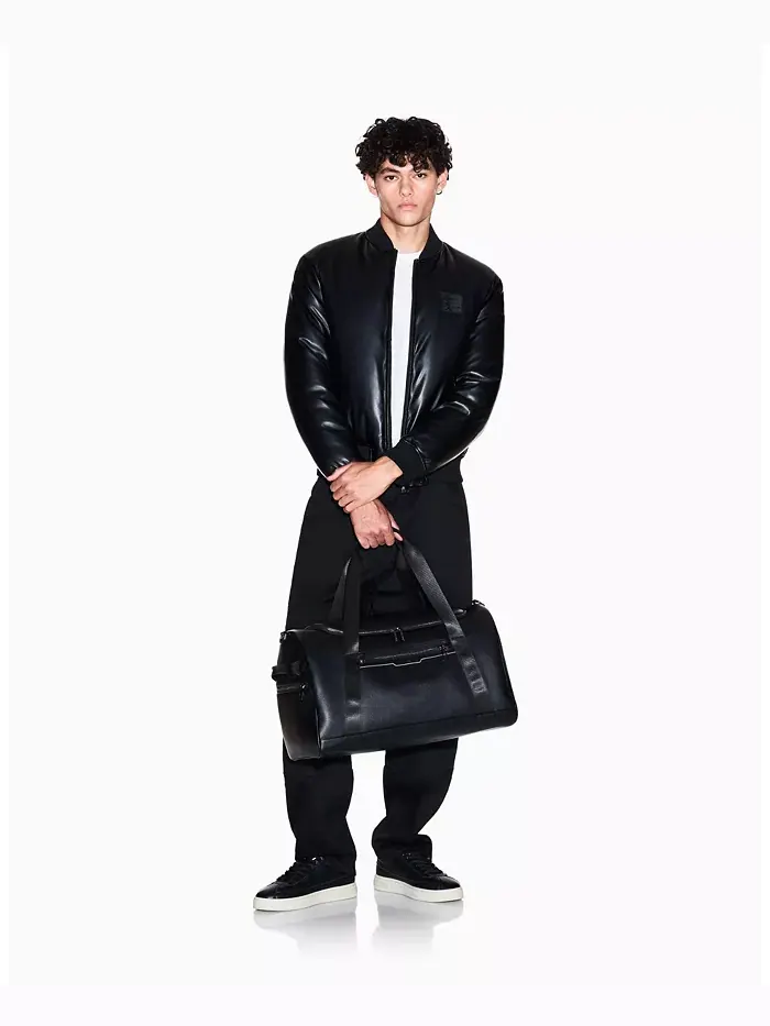 Мужская куртка-бомбер из искусственной кожи A|X Armani Exchange — изображение 2 из 5, черный