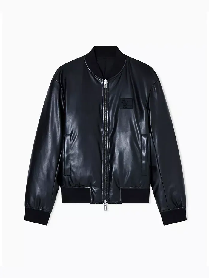 Мужская куртка-бомбер из искусственной кожи A|X Armani Exchange — изображение 5 из 5, черный