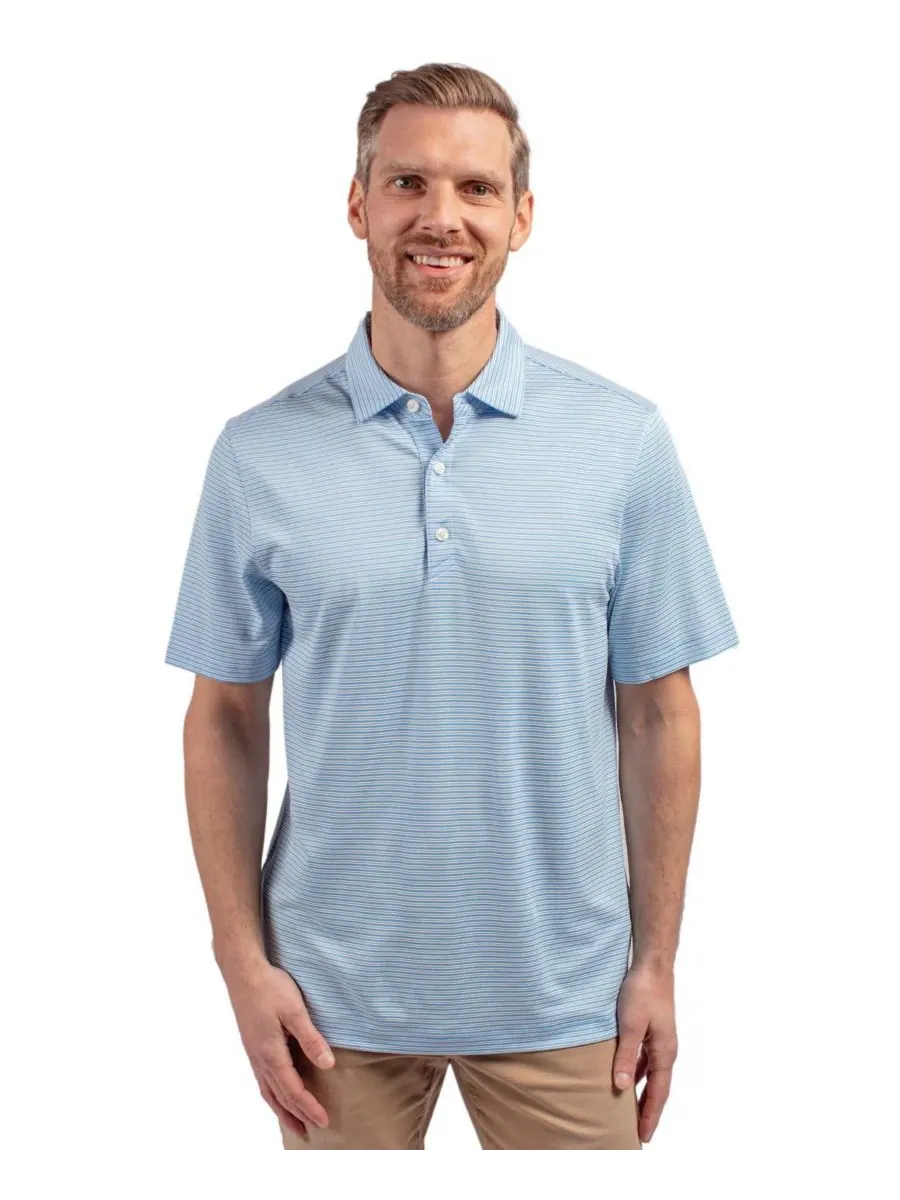Мужская поло-рубашка Forge Eco Double Stripe Stretch Recycled Shirt Cutter & Buck — изображение 1 из 3, белый