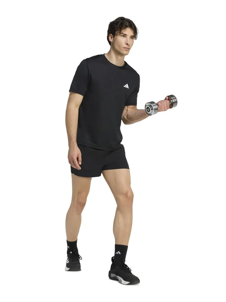 Мужская спортивная футболка Essential Base с круглым вырезом Adidas — изображение 2 из 3, черный