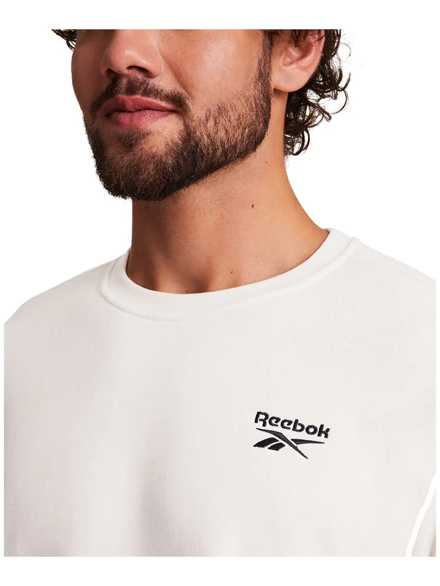 Мужская толстовка с вышитым логотипом на груди Reebok — изображение 3 из 3, белый