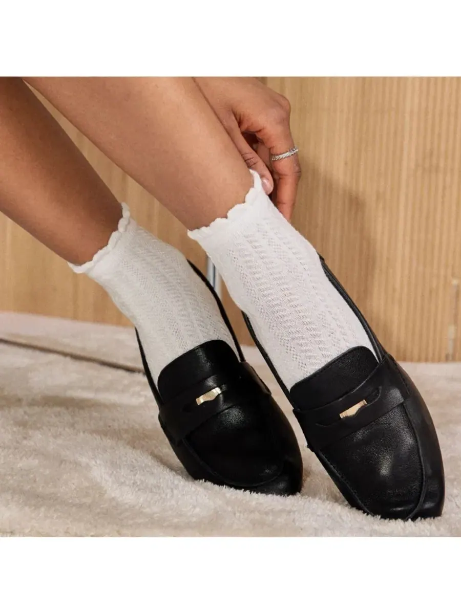Женские носки с кружевной резинкой, Pointelle Ruffled Stems — изображение 2 из 3, белый
