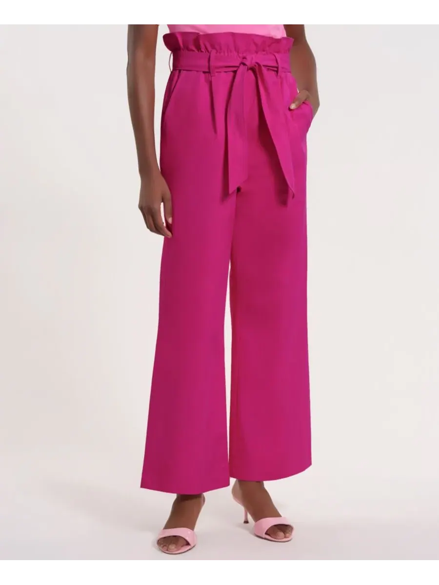 Женские широкие брюки с зауженным поясом Isaac Mizrahi — розовый