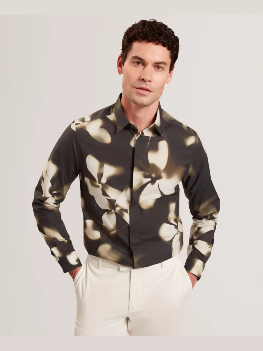 Мужская рубашка Wrenin с цветочным принтом Ted Baker — черный