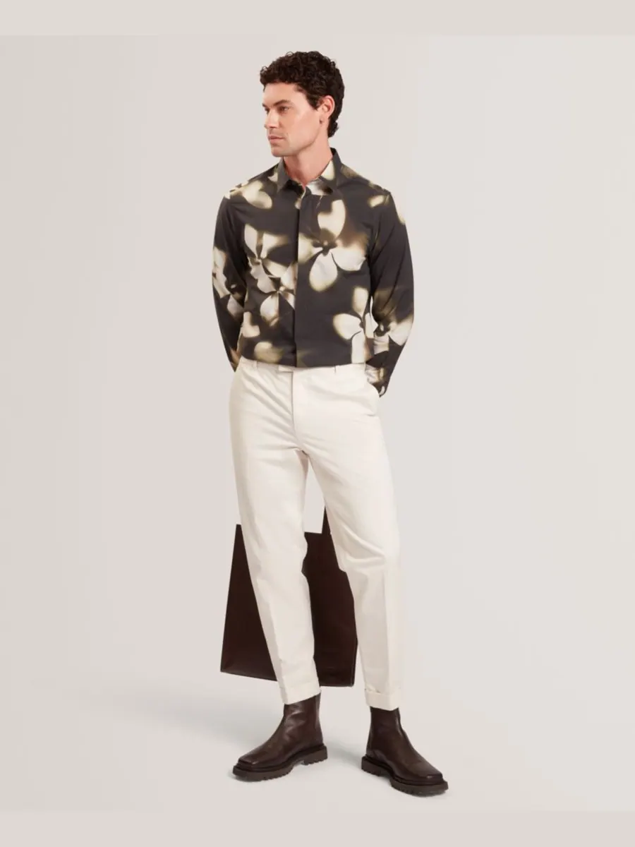Мужская рубашка Wrenin с цветочным принтом Ted Baker — изображение 2 из 7, черный