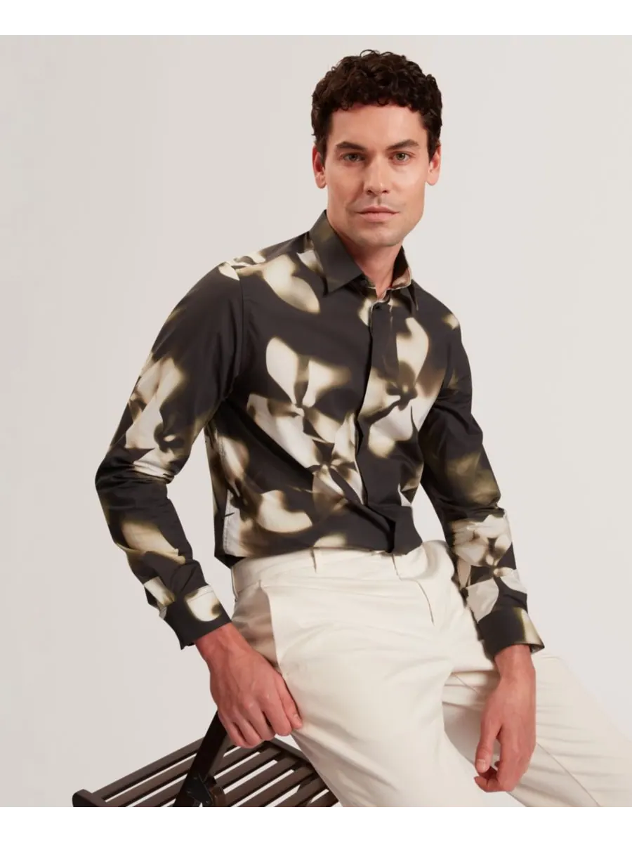 Мужская рубашка Wrenin с цветочным принтом Ted Baker — изображение 4 из 7, черный