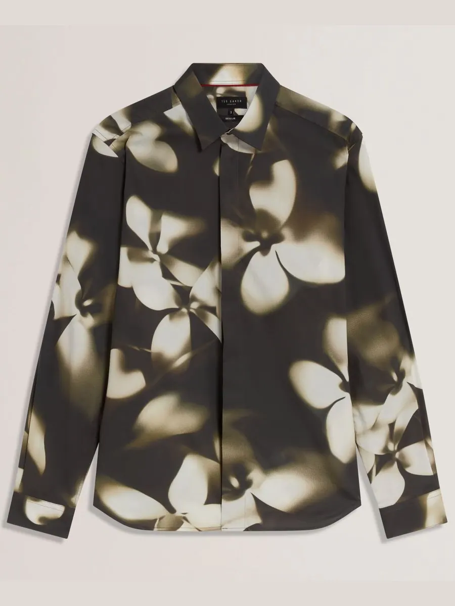 Мужская рубашка Wrenin с цветочным принтом Ted Baker — изображение 6 из 7, черный