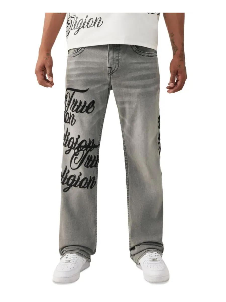 Мужские джинсы Billy Bootcut с вышитыми отворотами на штанинах True Religion