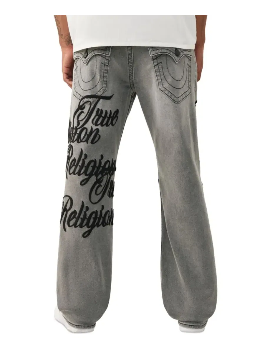 Мужские джинсы Billy Bootcut с вышитыми отворотами на штанинах True Religion — изображение 3 из 3, серый