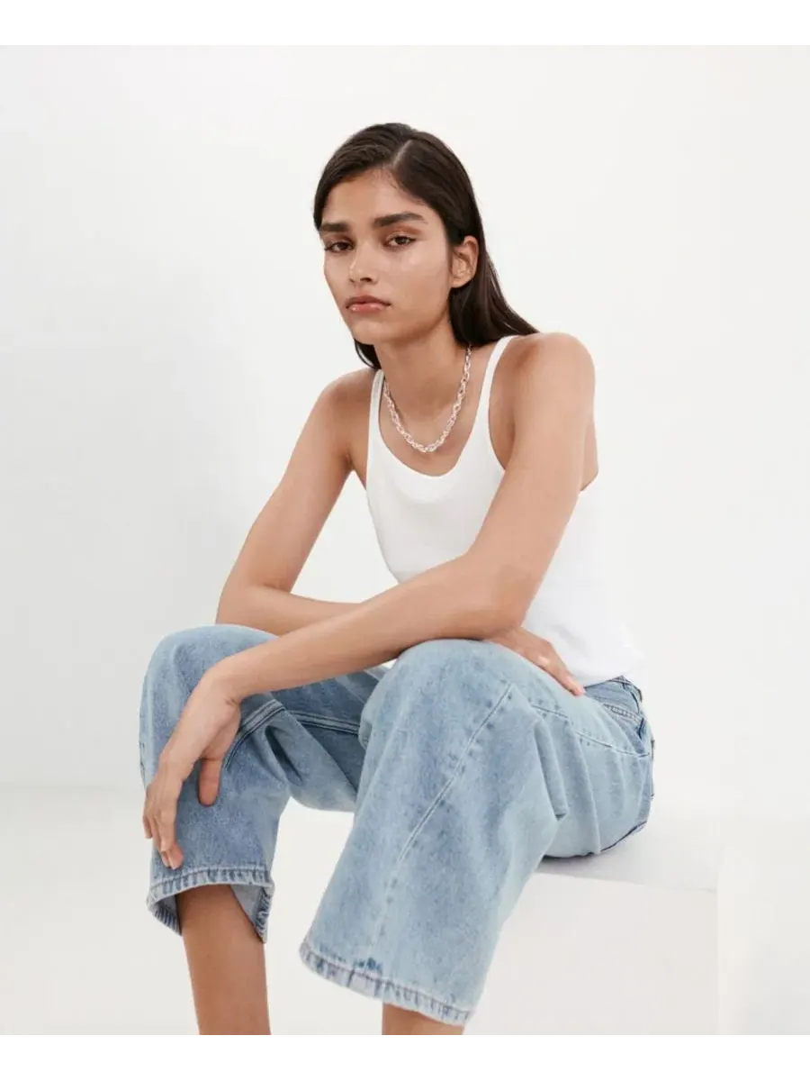 Джинсы с баллон-кроем и укороченной длиной Balloon Crop Jeans MANGO — изображение 5 из 8, синий