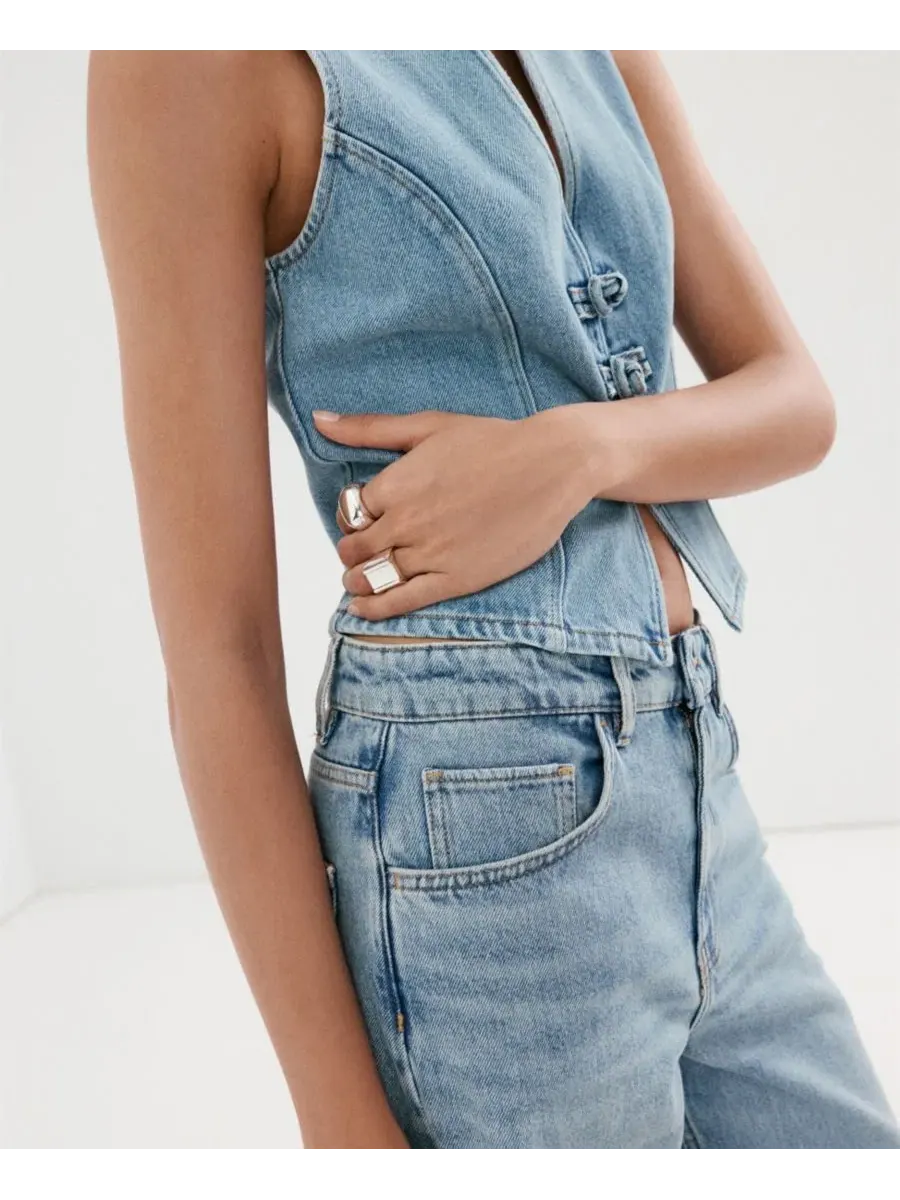 Джинсы с баллон-кроем и укороченной длиной Balloon Crop Jeans MANGO — изображение 6 из 8, синий