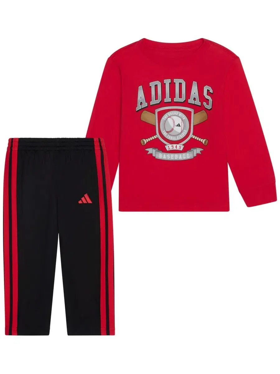 Комплект для мальчика из футболки с длинным рукавом и штанов, с принтом adidas