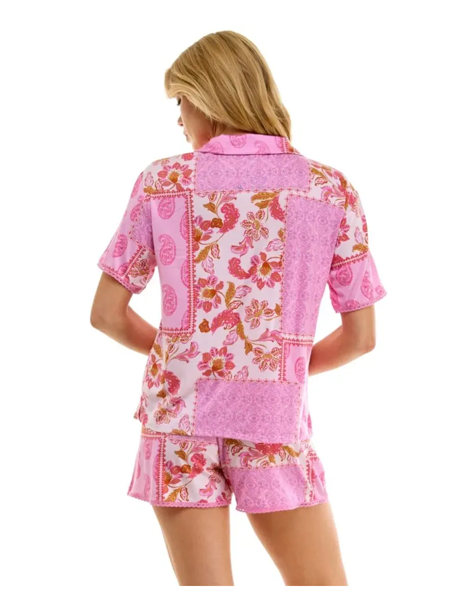 Комплект пижамы с принтом Pasha Paisley Patchwork Roudelain — изображение 4 из 9, фиолетовый