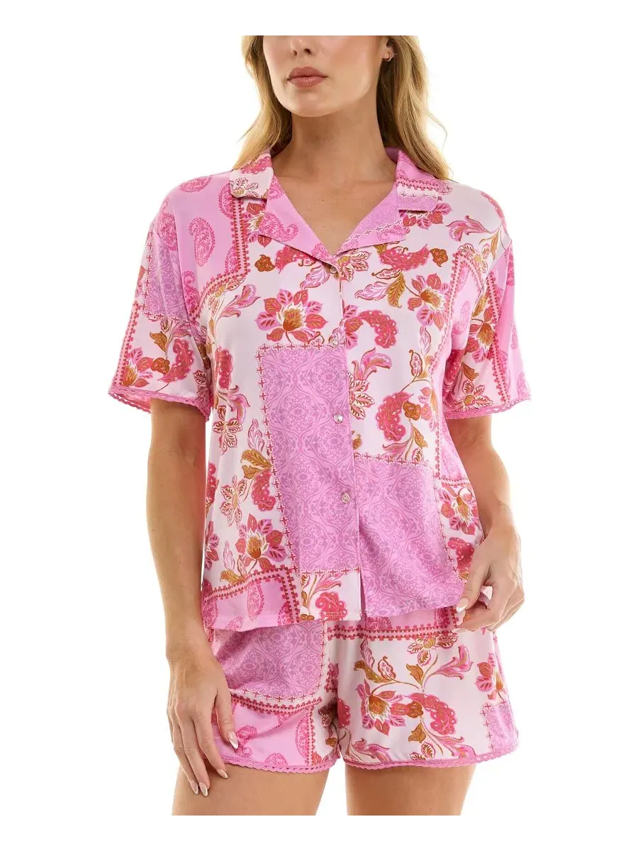 Комплект пижамы с принтом Pasha Paisley Patchwork Roudelain — изображение 6 из 9, фиолетовый