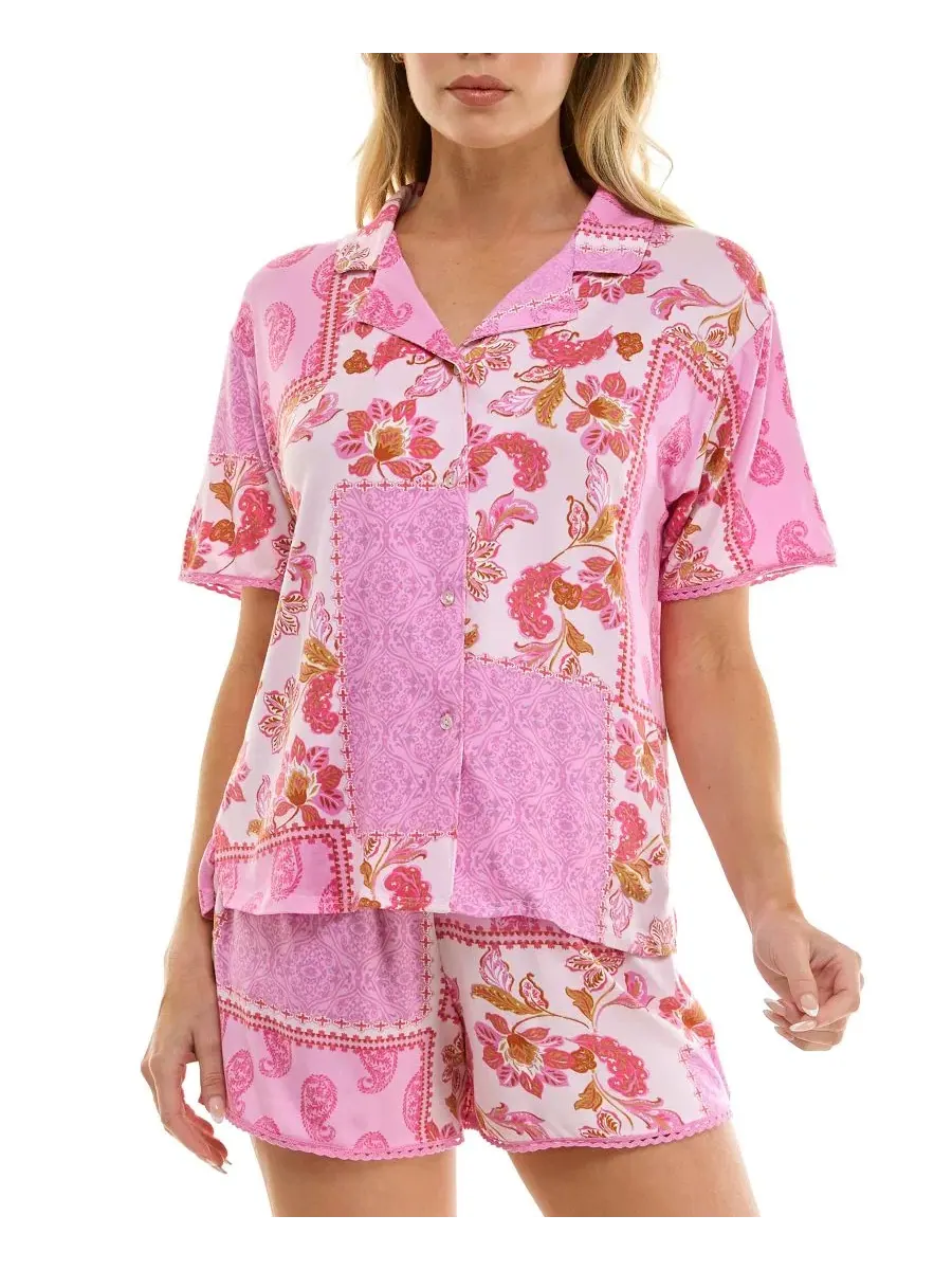 Комплект пижамы с принтом Pasha Paisley Patchwork Roudelain — изображение 7 из 9, фиолетовый