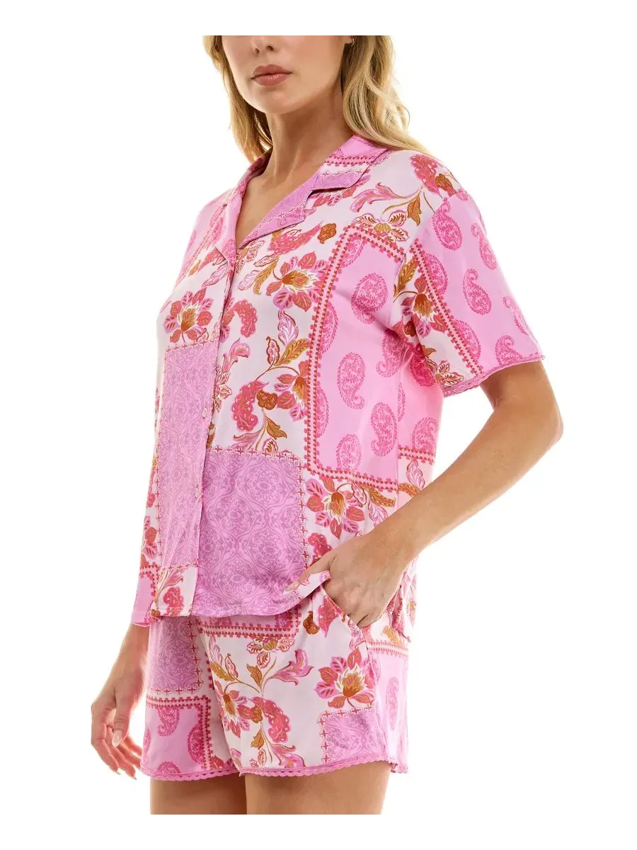 Комплект пижамы с принтом Pasha Paisley Patchwork Roudelain — изображение 8 из 9, фиолетовый