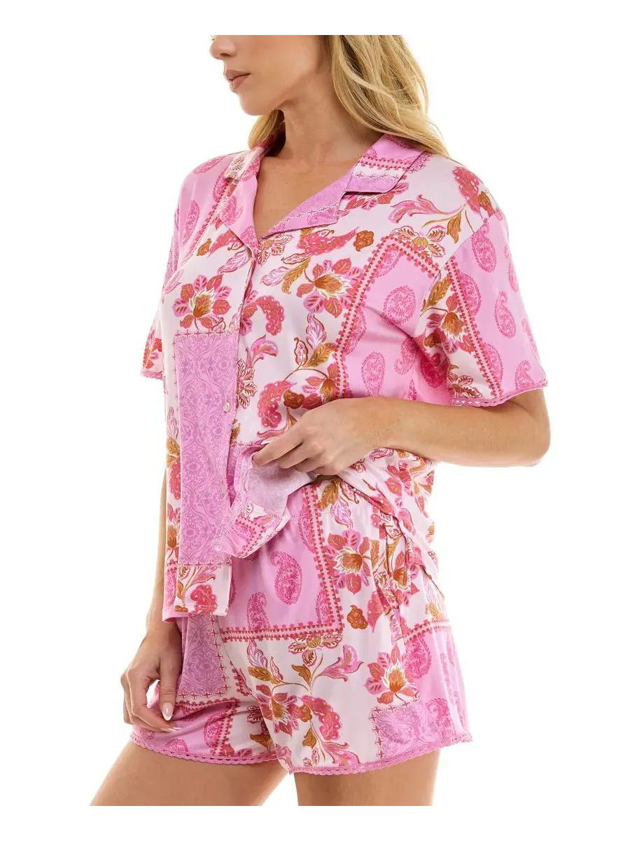 Комплект пижамы с принтом Pasha Paisley Patchwork Roudelain — изображение 9 из 9, фиолетовый