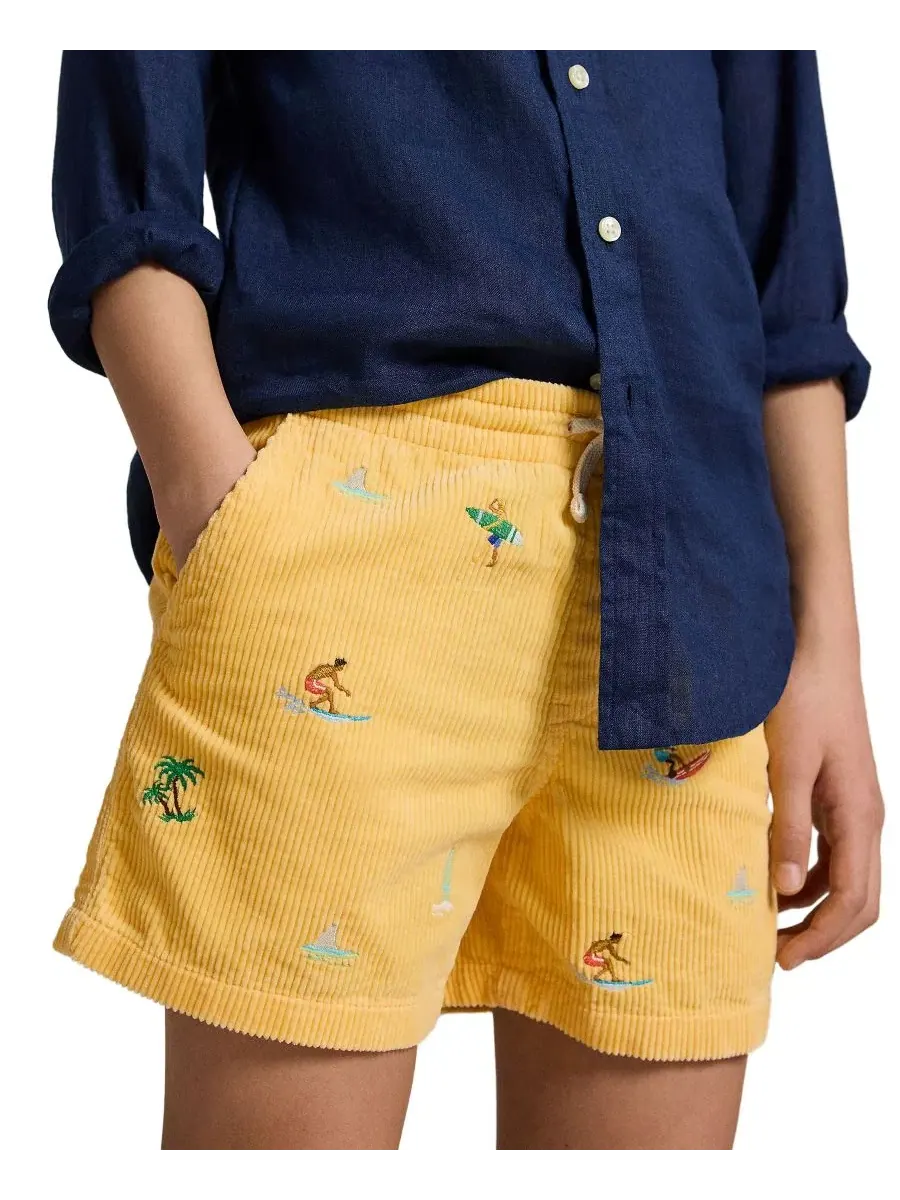 Детские вельветовые шорты Polo Prepster с вышивкой, размер 8-20 Polo Ralph Lauren — изображение 2 из 5, желтый