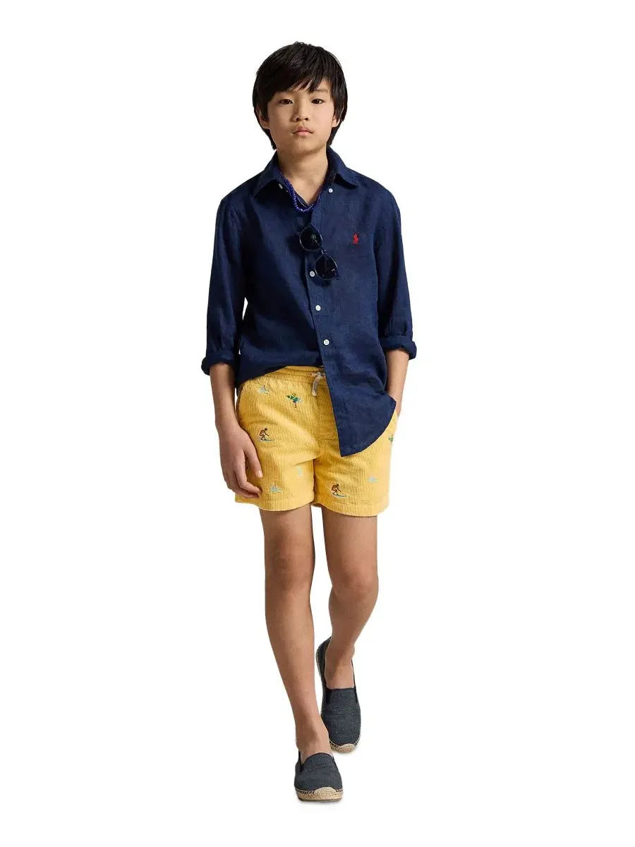 Детские вельветовые шорты Polo Prepster с вышивкой, размер 8-20 Polo Ralph Lauren — изображение 3 из 5, желтый