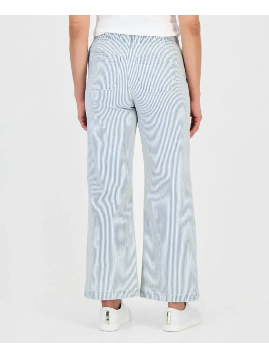 Джинсы-трапеция с широкими штанинами, модель Petite Engineer Stripe Pull-On Wide-Leg Jeans Style & — изображение 2 из 6