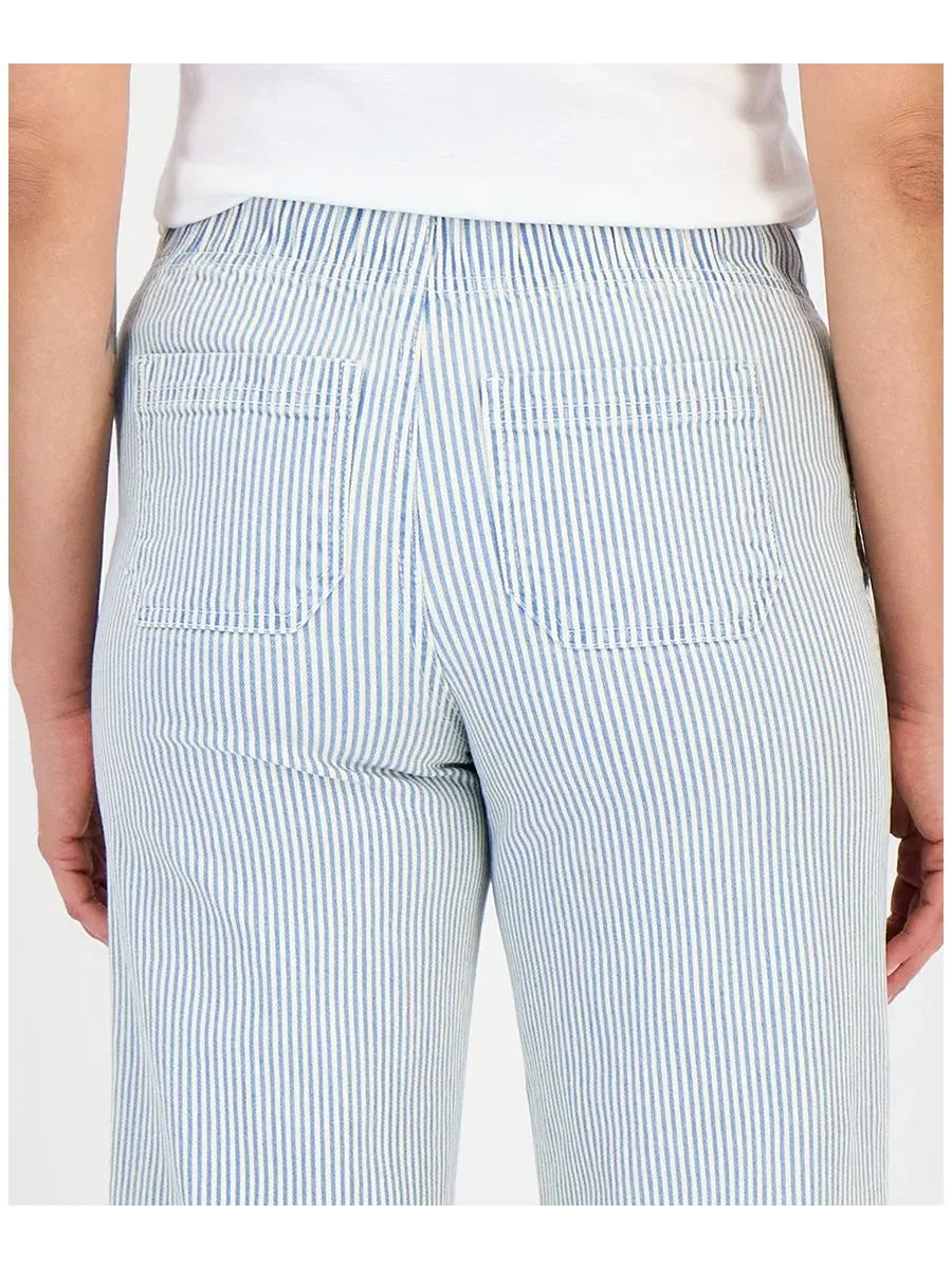 Джинсы-трапеция с широкими штанинами, модель Petite Engineer Stripe Pull-On Wide-Leg Jeans Style & — изображение 3 из 6