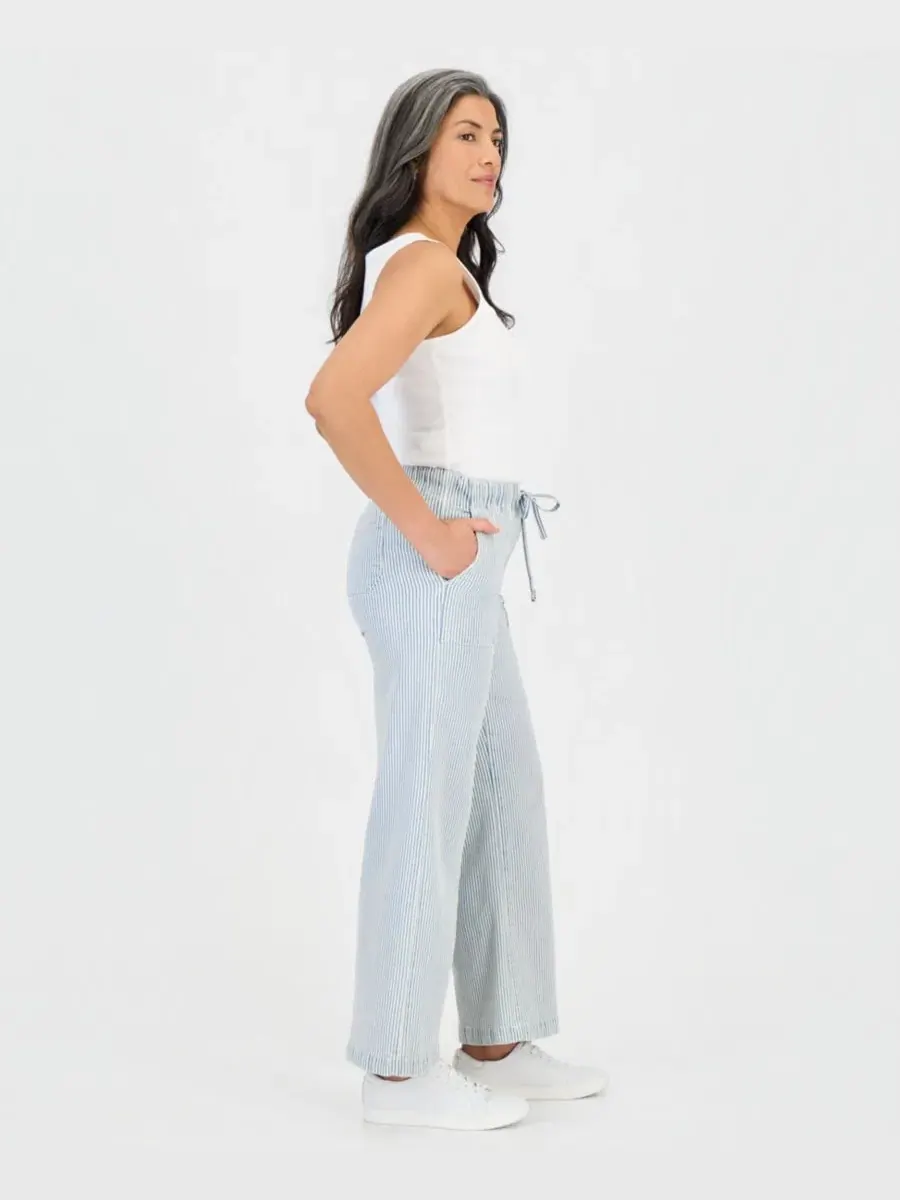 Джинсы-трапеция с широкими штанинами, модель Petite Engineer Stripe Pull-On Wide-Leg Jeans Style & — изображение 6 из 6