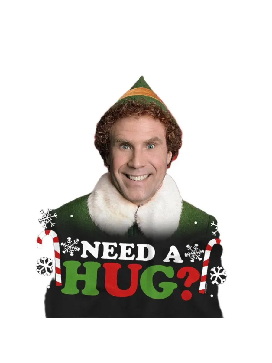 Футболка с принтом Does Someone Need A Hug Elf — изображение 2 из 3, черный