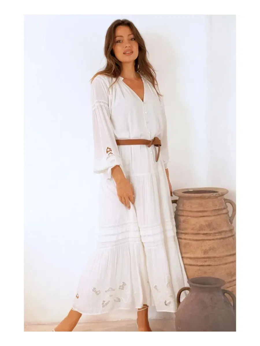 Платье с вышивкой Stevie Paneros Clothing — изображение 3 из 3, белый