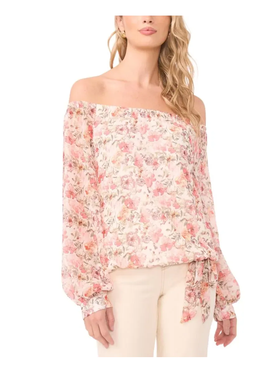 Блуза с открытыми плечами, с длинным рукавом, модель Off-The-Shoulder Vince Camuto