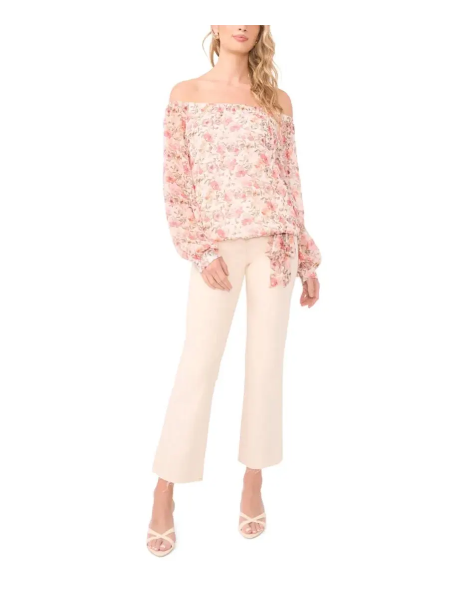 Блуза с открытыми плечами, с длинным рукавом, модель Off-The-Shoulder Vince Camuto — изображение 2 из 4, слоновая кость