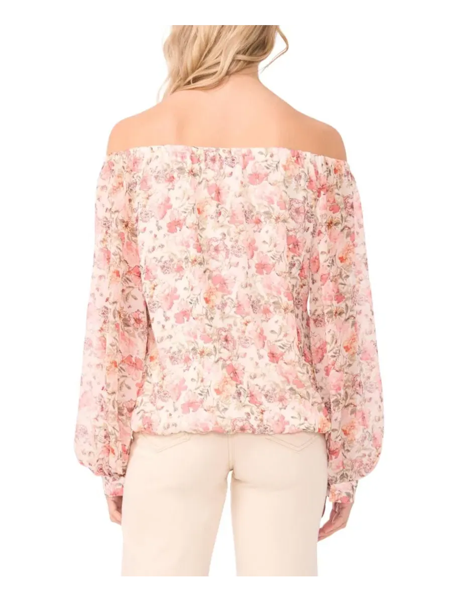 Блуза с открытыми плечами, с длинным рукавом, модель Off-The-Shoulder Vince Camuto — изображение 3 из 4, слоновая кость