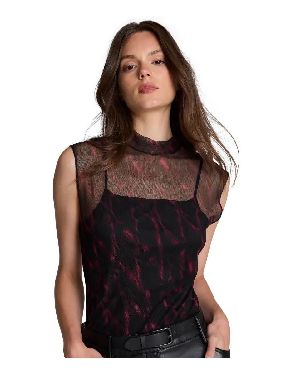 Блуза без рукавов с сетчатым слоем, модель Popover Kenneth Cole
