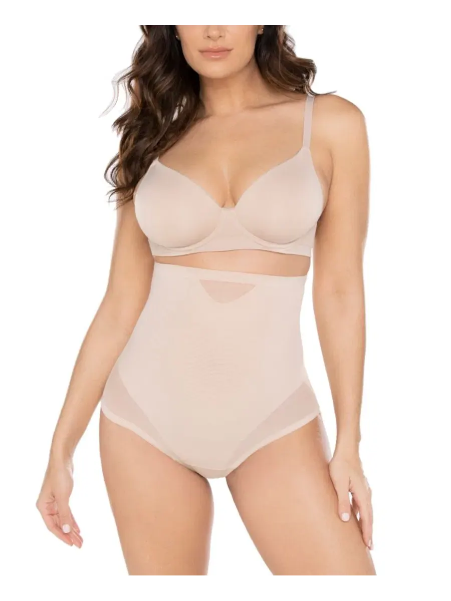 Трусы-слипы утягивающие с высокой талией Sheer Extra Firm High-Waist Thong Miraclesuit — изображение 4 из 6, бежевый