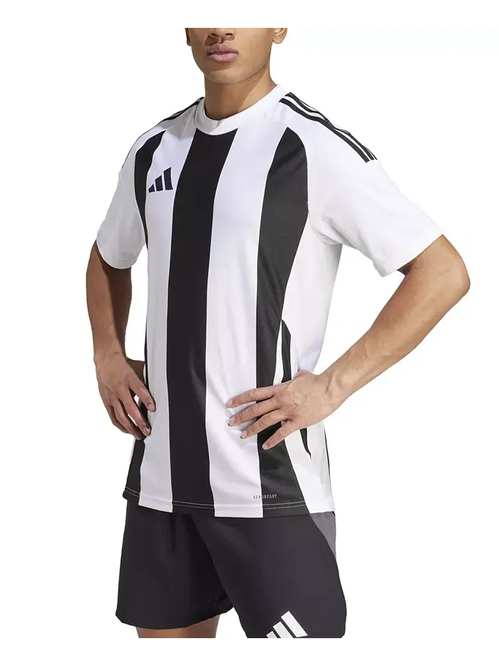 Мужская футболка с полосками и логотипом Jersey adidas — изображение 1 из 5, белый/черный