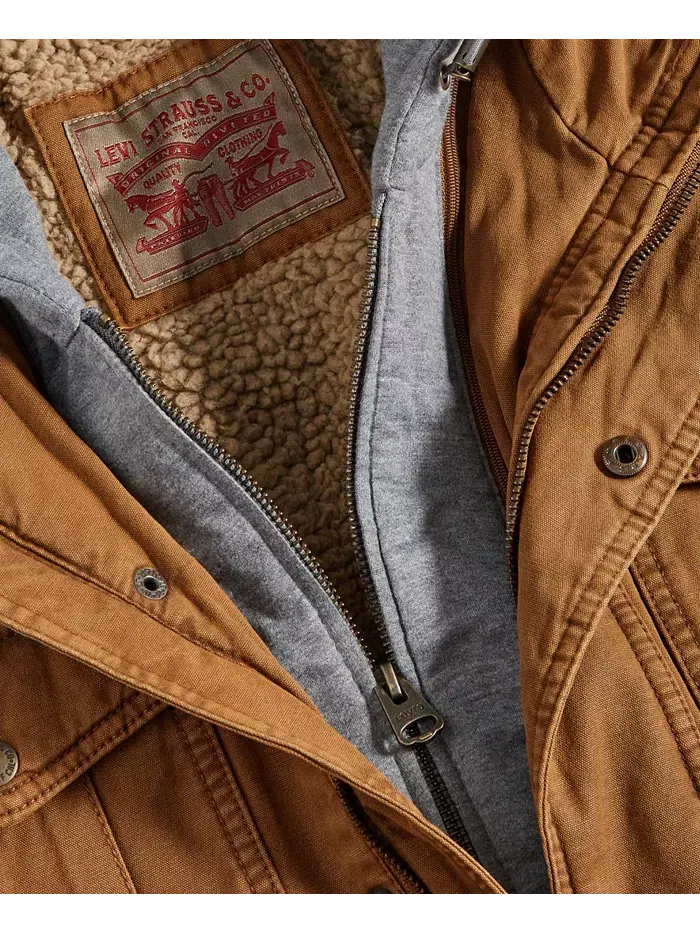 Мужская худи-куртка в стиле Trucker с подкладкой из шерпы и двумя карманами Levi's — изображение 5 из 6, коричневый